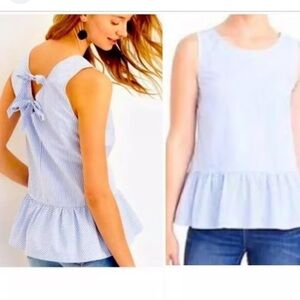 J. Crew Striped Peplum Flare Bow Tie Back Cotton Tank Top Cotton Size XXS